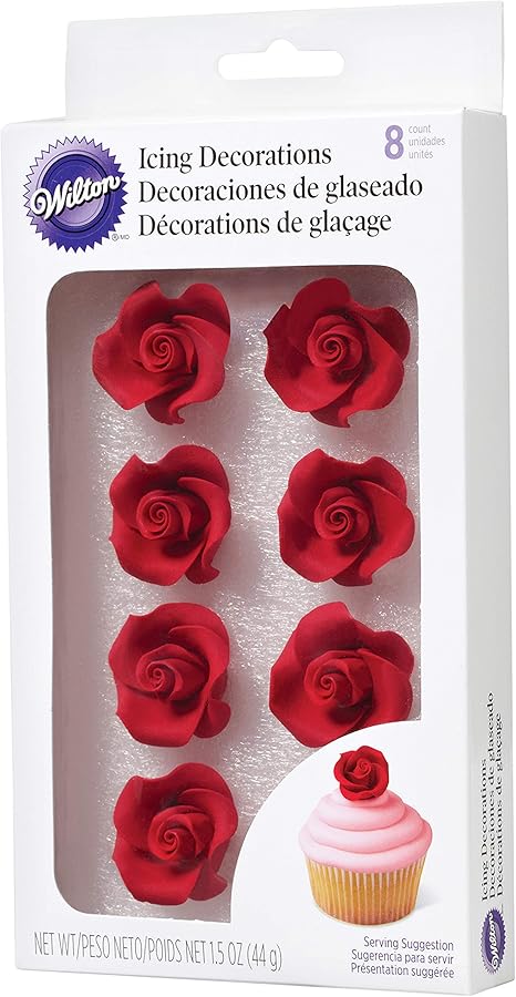 Amazon Com Wilton Rose Shaped Icing Decorations 8 Count Kitchen