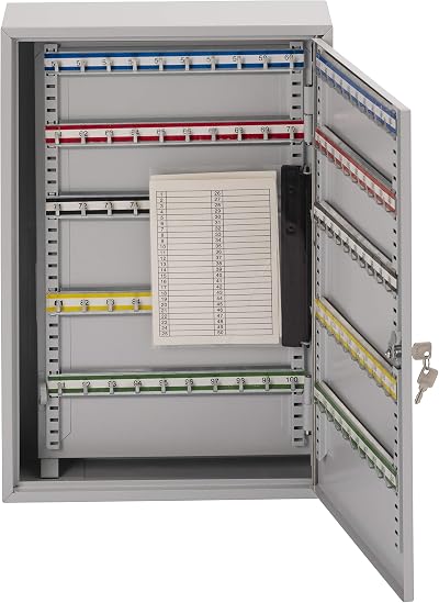 Burg-Wachter KC100H Heavy Duty Double Door Key Cabinet 100 Hooks Grey
