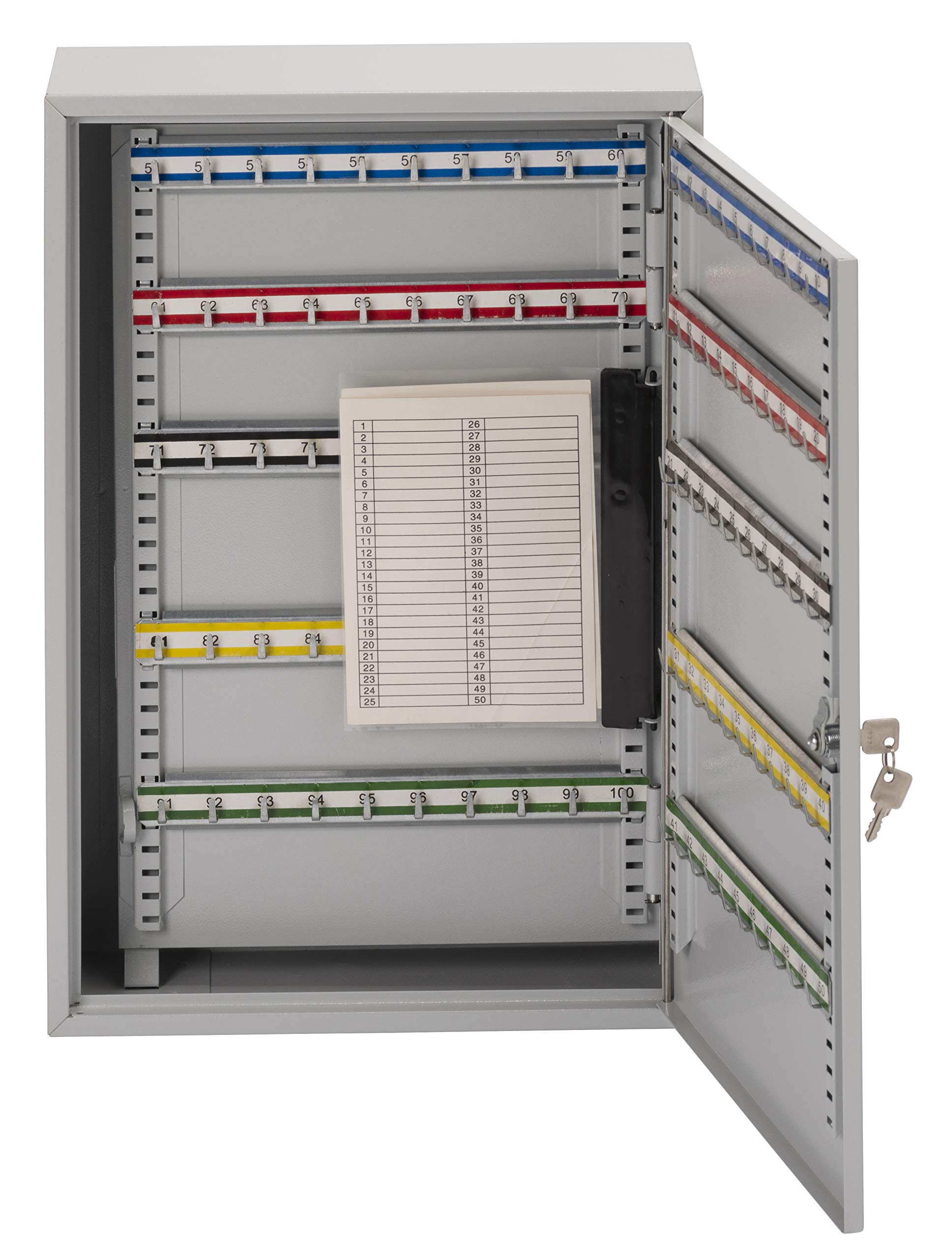 Burg Wachter KC100H Heavy Duty Double Door Key Cabinets, Grey, 100 Hooks