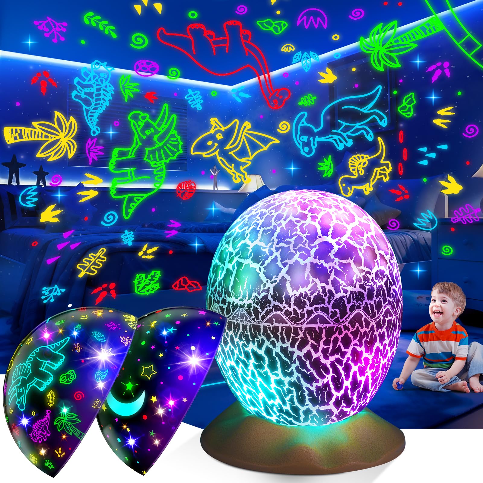 Tragik Dinosaur Toys for Boys, Toys for 1 2 3 4 5 6 Year Olds Boys Gifts Easter Gifts for Kids Night Light Baby Lights Projector Sensory Lights Baby Boy Baby Girl Gift Toddler Toy Birthday Gift