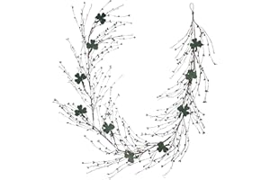 DIYFLORU St Patricks Day Garland,5FT Green Berry and Shamrock Garland St Patrick’s Day Decorations Green Clover Berry Garlands for St Patrick’s Day Decor