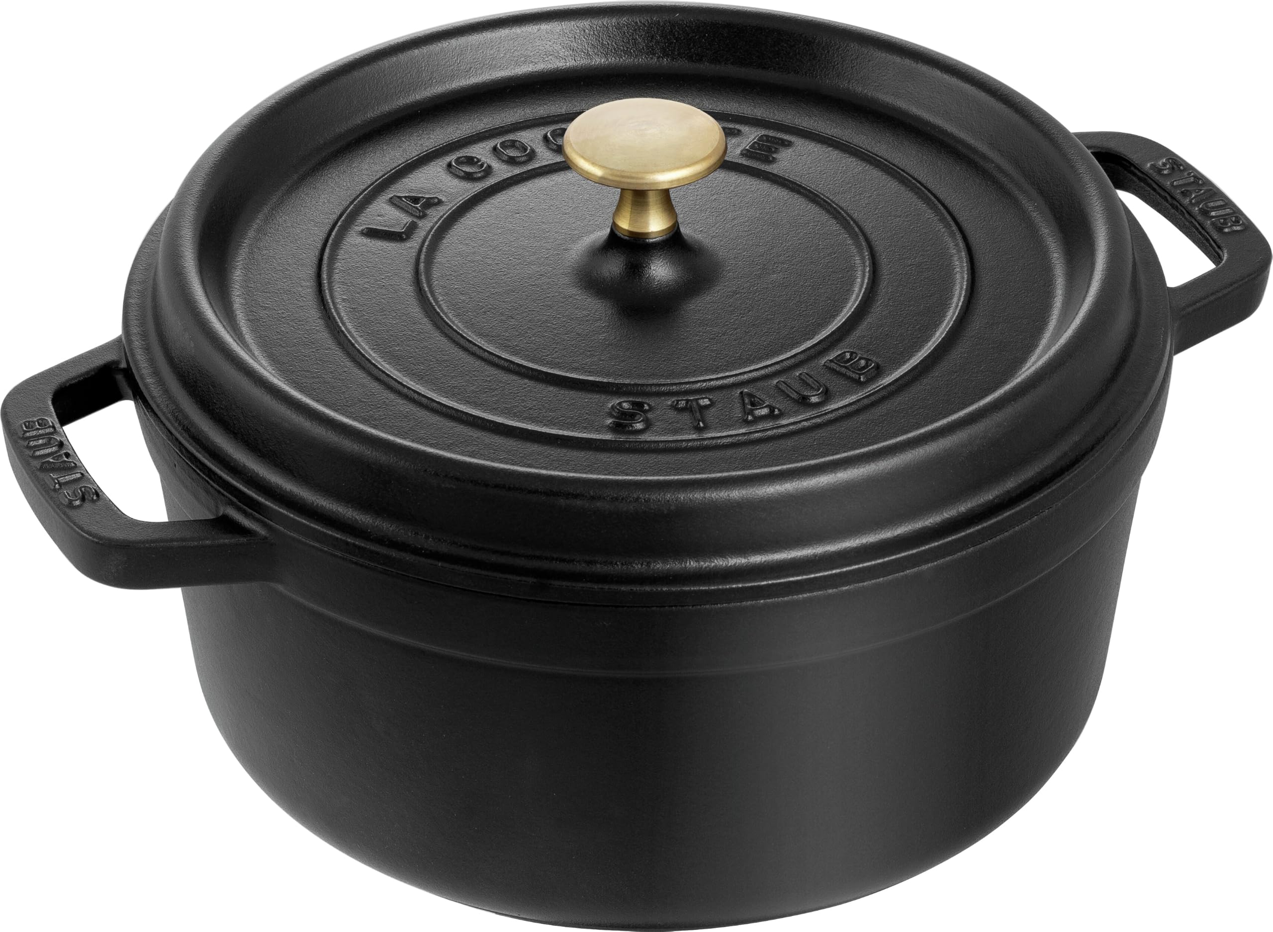 STAUB Cocotte, Gusseisen Bräter mit Deckel, 26 cm, 5,25 L, Rund, Alle Herdarten inkl Induktion, Made in France, Schwarz