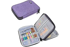 Damero Crochet Hook Case, Travel Storage Bag for Swing Crochet Hooks, Lighted Hooks, Needles(Up to 8'') and Accessories, Large, Purple (No Accessories Included)