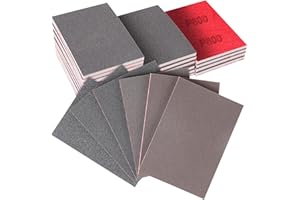 KQCXIK 12-Pack 3x4 Inch Sanding Sponge Set (180-1000 Grit) - 6-Grit Hook & Loop Foam Pads for Full-Stage Sanding on Metal, Wood & Automotive