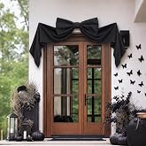 Halloween Decor, Large Black Bow for Party Hanging Decoration, 48 x 24Inch | Big Black Bow for Wall Mantle Front Door Window Kitchen,Christmas Tree Topper Bows,For Indoor and Outdoor Use