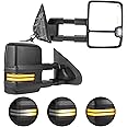 YITAMOTOR Towing Mirrors Compatible with 2015-2019 Silverado Sierra 2500 HD 3500 HD, 2014-2018 Silverado Sierra 1500, LED Turn Signal Light Power Heated Manually Folding Switchback (Chrome Inside)