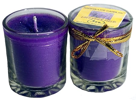 Aroma-Lite Candles Lavender Scented Votive Glass Candle For Home Decor ,Set Of 2 Candles