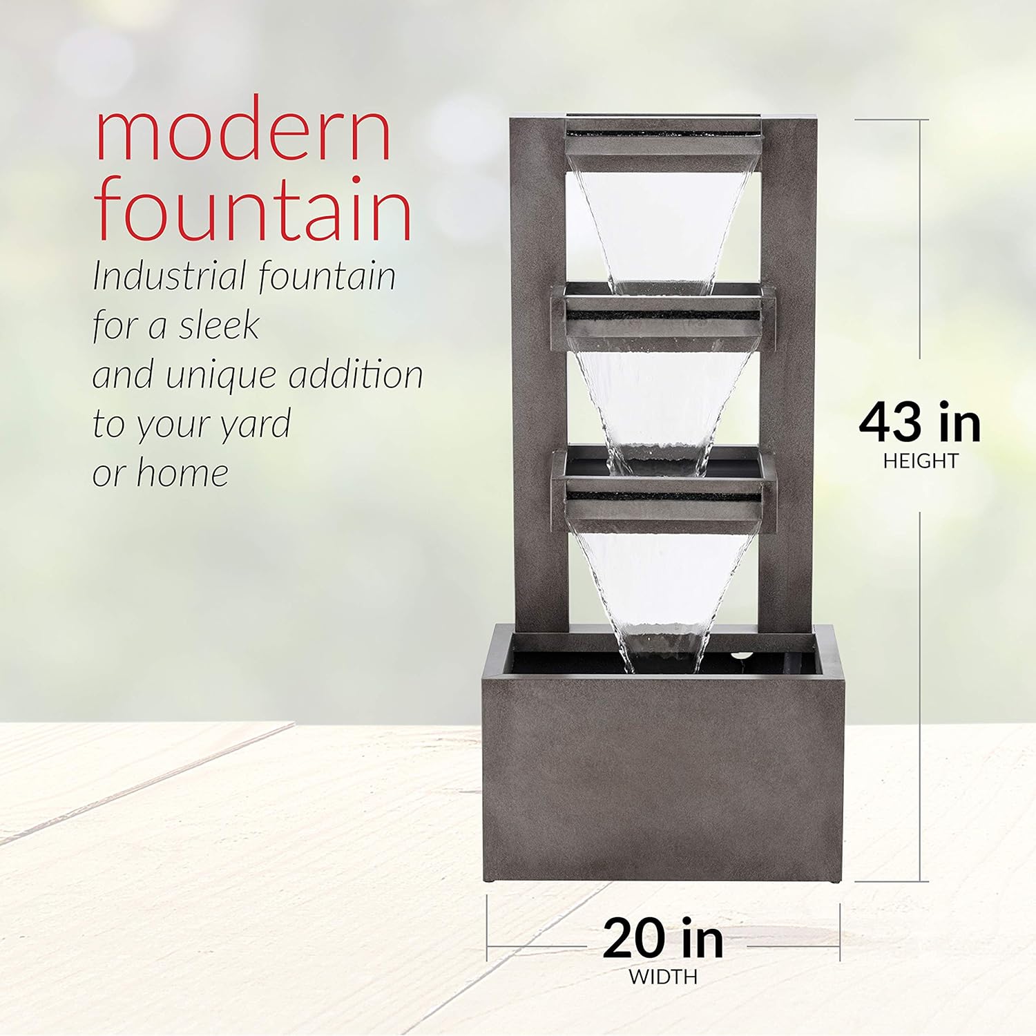 Alpine Corporation 43" Tall Indoor/Outdoor Multi-Tier Modern Industrial Metal Fountain : Garden & Outdoor