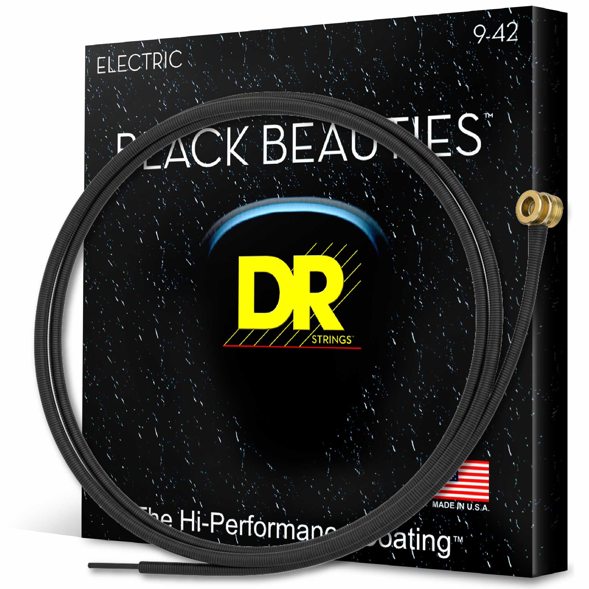 DR Strings BLACK BEAUTIES™ - BLACK Coloured Electric Guitar Strings: Light 9-42