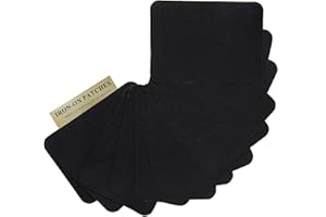 Harsgs 12PCS Fabric Iron on Patches Inside & Outside Strong Glue 100% Cotton Repair Patch for Clothes Pants Mending and Decorating, Black