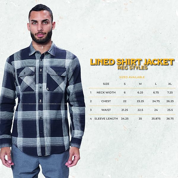 FLANNEL SHIRT FOR MEN, LONG SLEEVE PLAID BUTTON DOWN CASUAL SHIRT OFF-WHITE