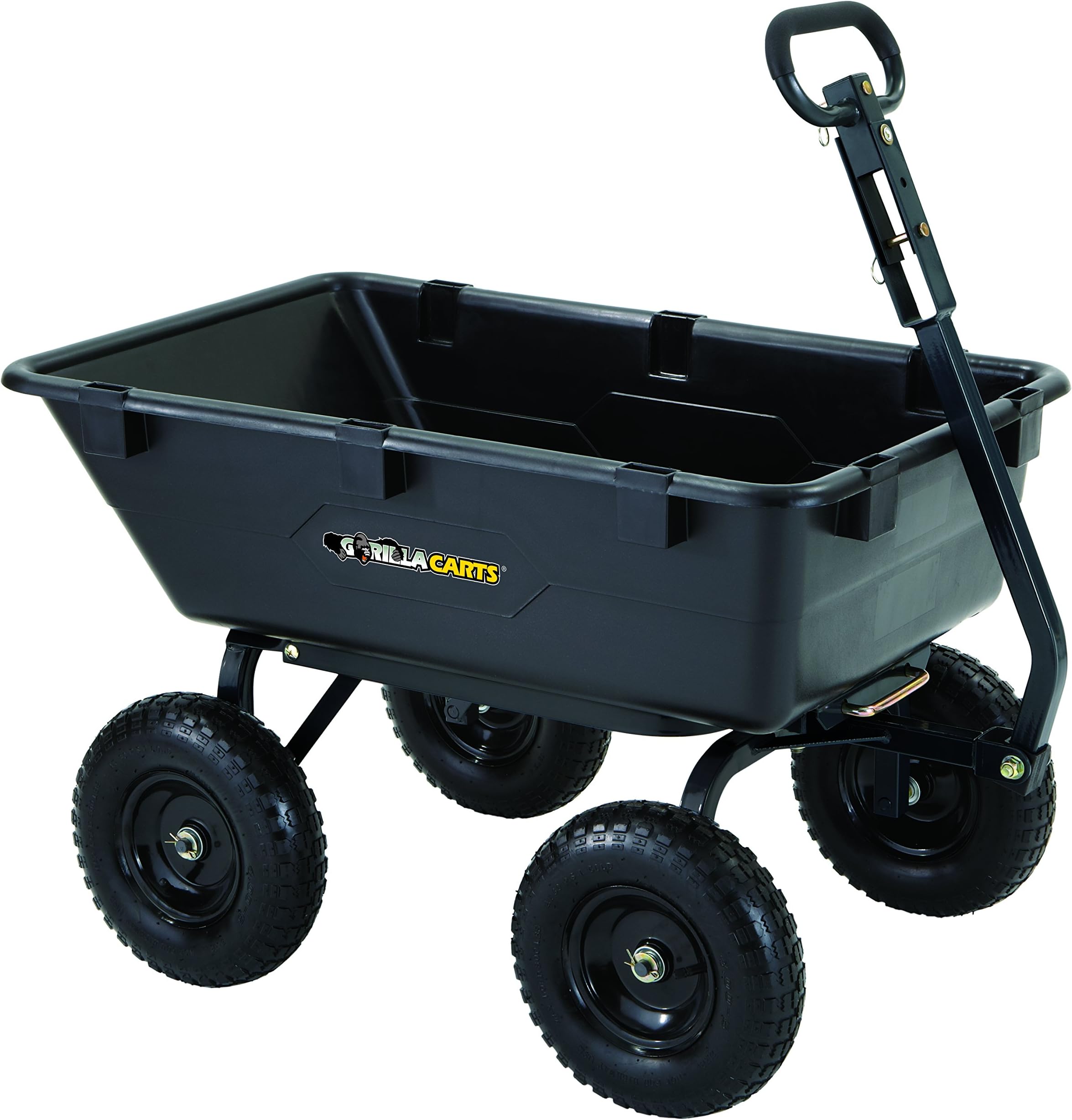 Gorilla Carts GOR6PS Heavy-Duty Poly Yard Dump Cart with 2-in-1 Convertible Handle, 1,200-Pound Capacity, Black