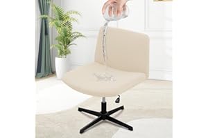MINGPINHUIUS Armless Adjustable Chair Cover: Super Soft Without Arms Swivel Vanity Chair Cover Task Office Dustproof Protectors,for Living Room Bedroom(Off-White, Water Resistant Style)