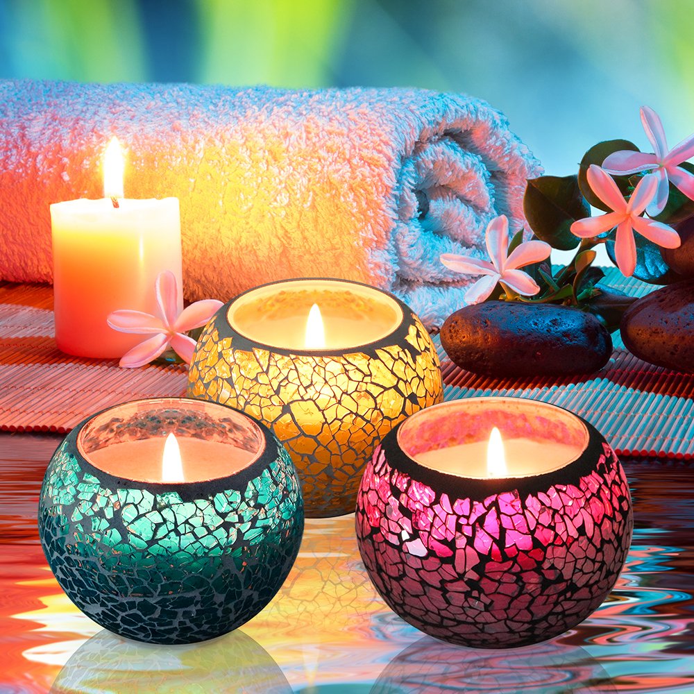 Scented Candle Gift set Soy Wax Candle 3 Pack of Lavender Rose and Lemon Travel Candle, Natural Vegan Travel Tin of 3 x 4.4 Oz 100% Natural Soy Glass Candles, Suitable for Birthday Bath Aromatherapy Weddings Yoga Christmas