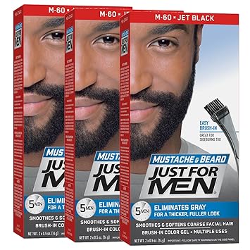 Just For Men Mustache Beard Brush In Color Gel Jet Black Pack