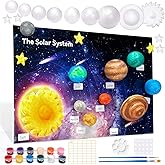 Pllieay Solar System Model Kit, 3D Solar System Kit with Display Board, 17 Foam Balls, 12 Color Pigments, Brushes, Palette, DIY Planets Model Toy for Kids School Science Projects