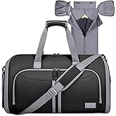 BALEINE Convertible Travel Garment Bag, Travel Suit Bag for Men, 2 in 1 Carry on Garment Bag for Hanging Clothes, Garment Duffel Bag for Travel Business (Black)