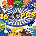 cumeysnon 1600 Pieces Building Bricks with 32 Wheel Building Blocks Set, Classic Bulk Blocks Set Creative Toy DIY Cars, Planes, Tanks Compatible with All Major Brands 14 Shape/18 Color