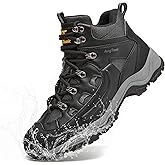 AugTeak Men's Casual Hiking Boots Waterproof Lightweight Mid Top Ankle Boots Comfortable Outdoor Trekking Trails Shoes
