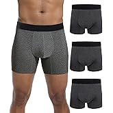 IRISMORII Mens Incontinence Protective Underwear Washable Adult Leak Proof Boxer Briefs with 60 ml Absorbency Trunk 3 Pack (3 Dark Gray, 2XL)