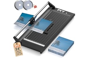 PYY Rotary Paper Cutter - Large Paper Cutter, 24 Inch Heavy Duty Trimmer with Self-Sharpening Blade & Measurement Grid for Cardstock, Posters, Photos - Studio & Office Use
