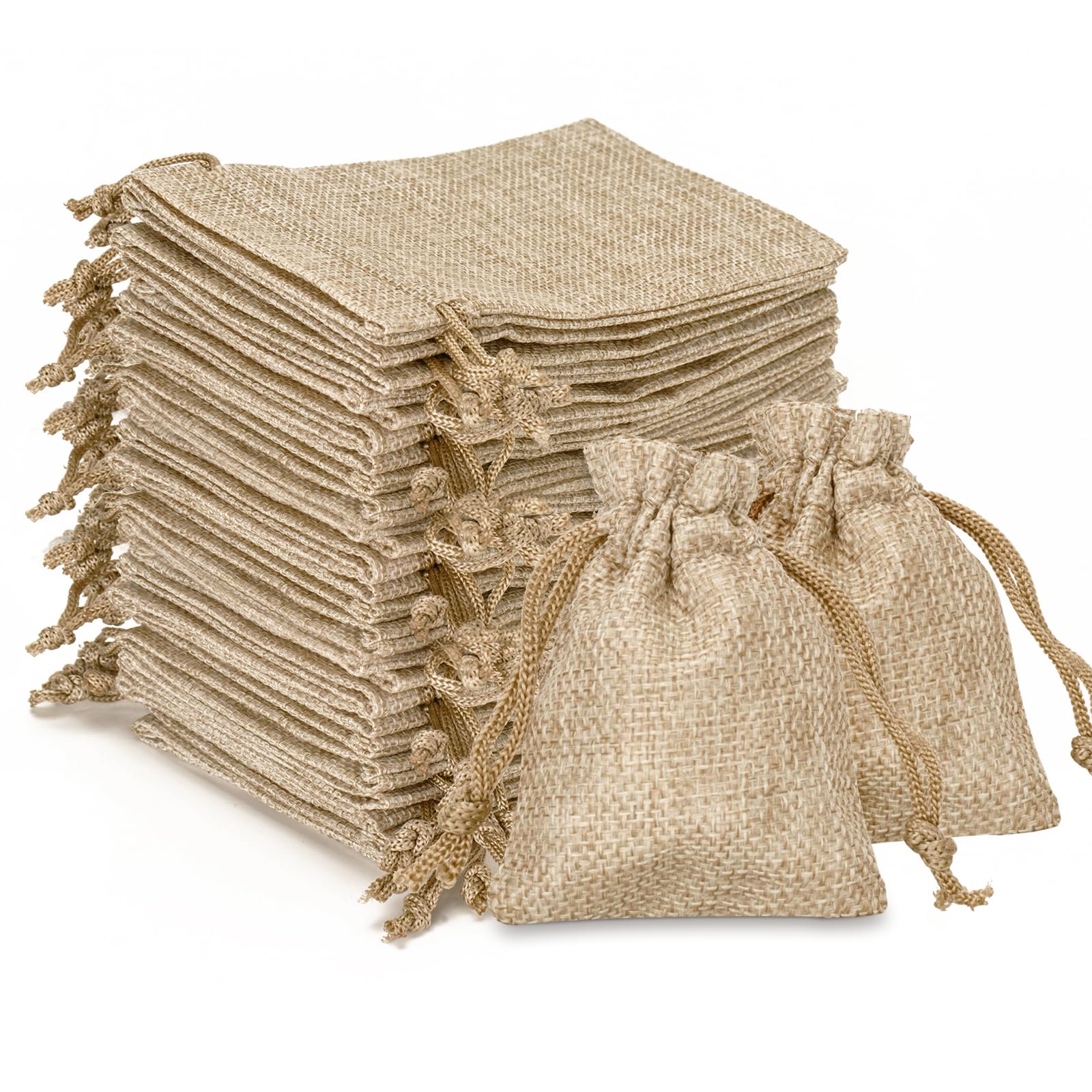 G2PLUS 20 PCS Small Burlap Gift Bags, 7x9 cm Linen Drawstring Pouches for Advent Calendar, Gifts and Reindeer Food