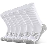 CLOSEMATE Mens Moisture-Wicking Athletic Cushioned Crew Socks 6 Pairs Cotton Comfy Running Training Sports