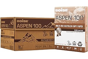 BOISE POLARIS Boise Paper 100% Recycled Multi-Use Copy Paper, 8.5" x 11" Letter, 92 Bright White, 20 lb, 10 Ream Carton (5,000 Sheets)