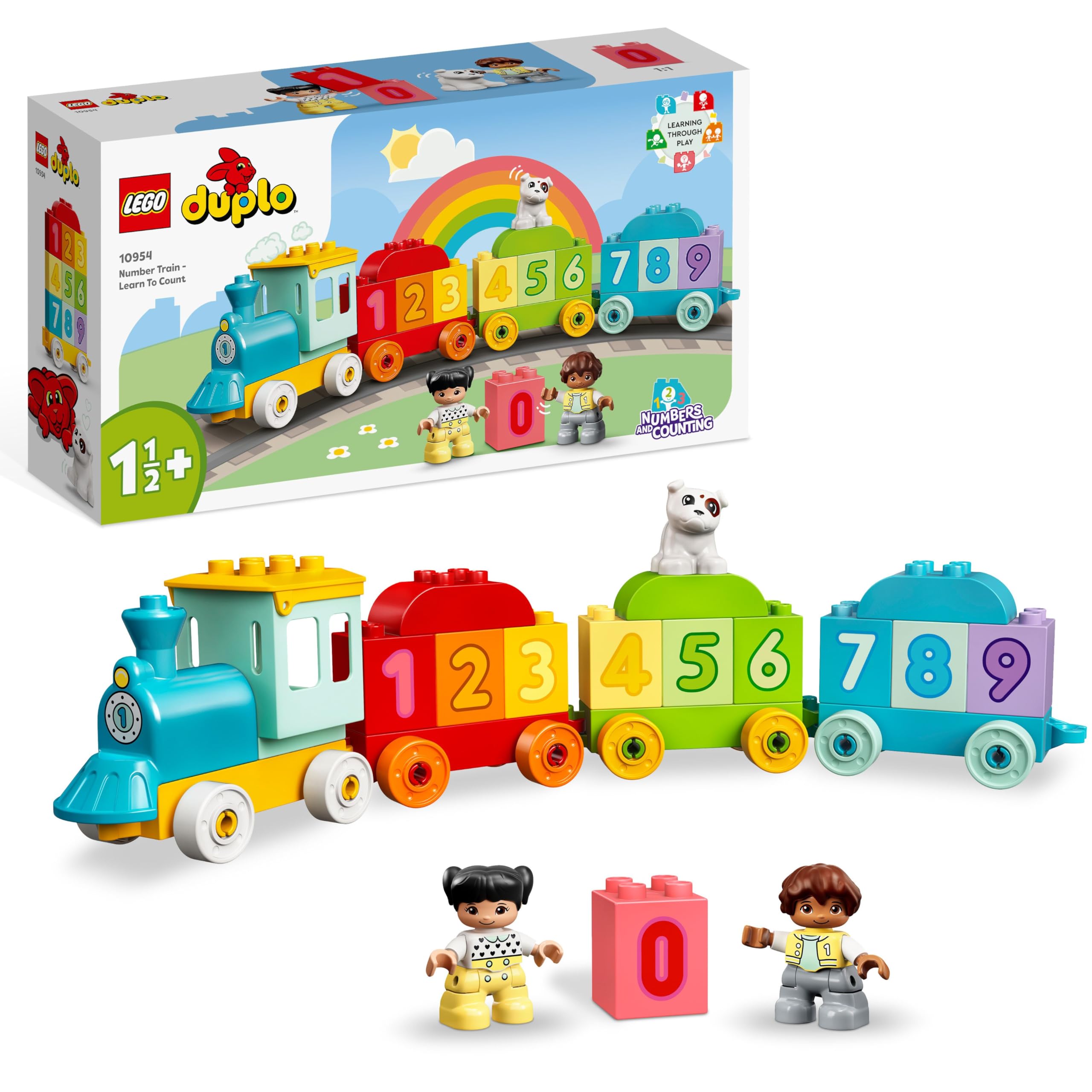 LEGO DUPLO Number Train - Learn To Count - Educational Learning Toy for Toddlers - incl. Colourful Number Bricks and 2 Figures - Gift for 1+ Year Old Boys & Girls - 10954