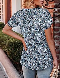 KISSMODA Women's Tunic Tops Casual V Neck Short