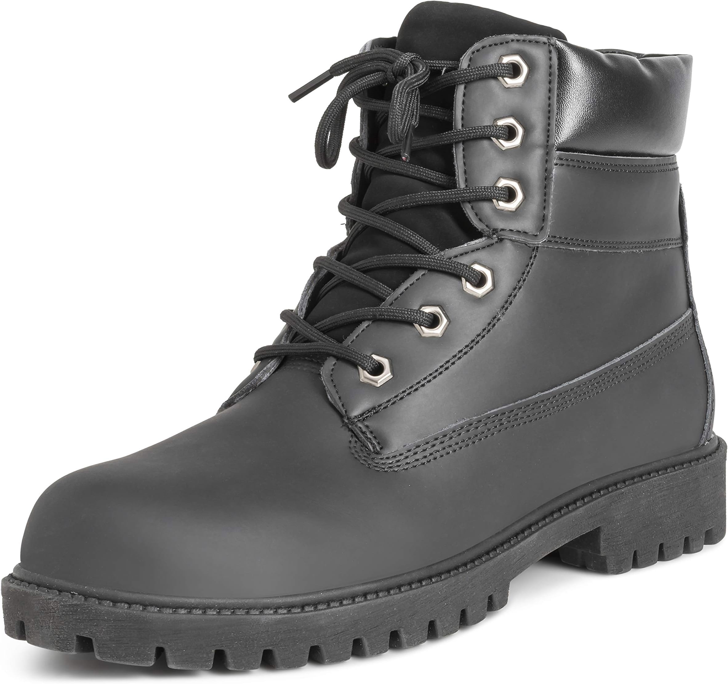 Mens Leather Work Safety Steel Toe Durable Rubber Sole Ankle Boots