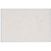 U Brands Farmhouse Bulletin Board, Linen Covered Corkboard with White Wood Frame, 30" x 20" (6711U00-01)