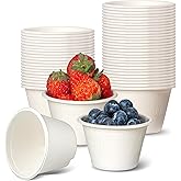Fit Meal Prep 100 Pack 4 oz 100% Compostable Disposable Condiment Cups, Biodegradable Bagasse Fiber Dipping Sauce Cups, Eco-Friendly for Sample, Snack, Souffle, Portion, Tasting, Microwave Safe