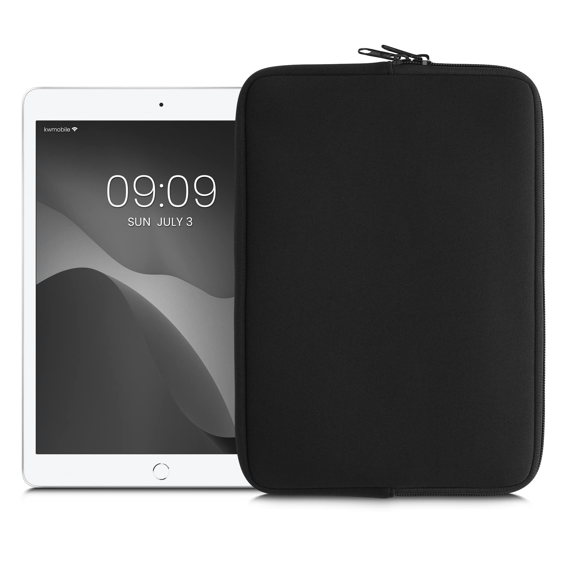 kwmobile Neoprene Pouch Compatible with 9,7"-11" Tablet - Universal Sleeve Case Cover with Zipper for Tablet - Black — image 1
