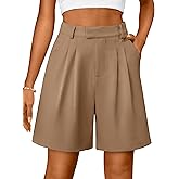 IWH Bermuda Shorts for Women Dressy Casual High Waisted Summer Work Elastic Waist Pleated Dress Shorts with Pockets