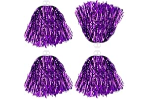 Thenshop 4 Pack Cheerleading Pom Poms Cheerleader Squad Spirited Fun Pompoms Cheer Hand Flowers Metallic Foil Pompoms for Adults Sports Meeting Team Spirit Cheering Party