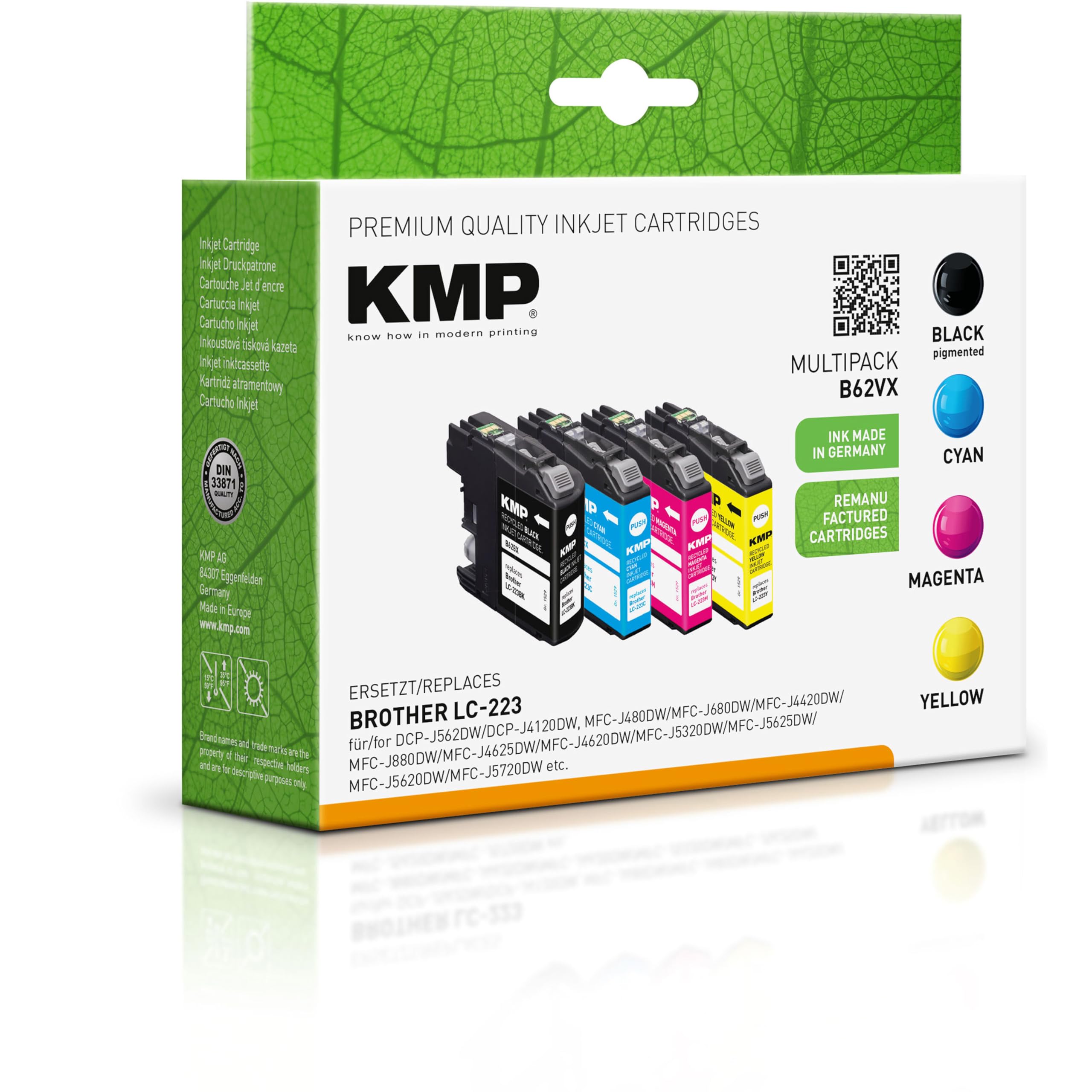 KMP Ink B62VX Multipack Replaces Brother LC-223VALBP Alternative to B48V