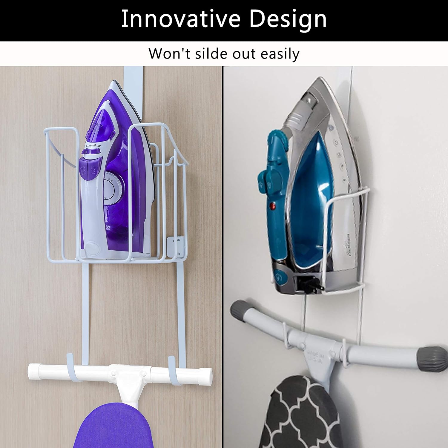 HOUSE AGAIN Ironing Board Holder, Durable Iron Holder with Easy Installation, Large Storage Iron Hanger for Organizer-Ironing Basket Over Door or Wall Mount in Laundry Room: Home & Kitchen