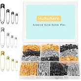 630 Pack Safety Pins Assorted, 5 Assorted Large Small Sizes, 3 Colors | 5 Different Small and Large Sharp Edge Pin for Clothes Sewing, Strong Nickel Plated Steel, Arts and Crafts Supplies