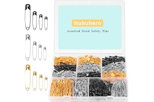 630 Pack Safety Pins Assorted, 5 Different Sizes Small and Large Safety Pin for Clothes Pins Sewing, Nickel Plated Steel, Arts and Crafts Supplies (3 Colors)