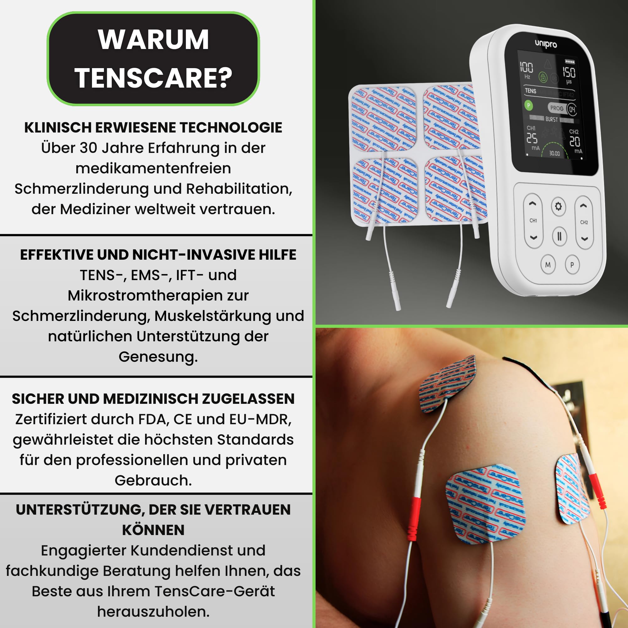 TensCare Unipro TENS EMS IFT und Mikrostromgerät 4