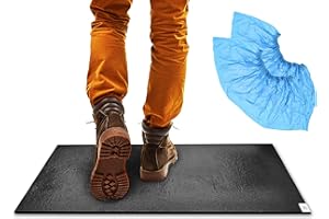 SturdyShape Sticky Mat for Construction, Cleanroom Floor - Pack of 4 Adhesive Mats 17’’ x 13’’ - 1 mat has 30 Tacky Sheets - Will Remove Dust, Debris, Dirt & Hair - Includes 10 Pairs of Overshoes