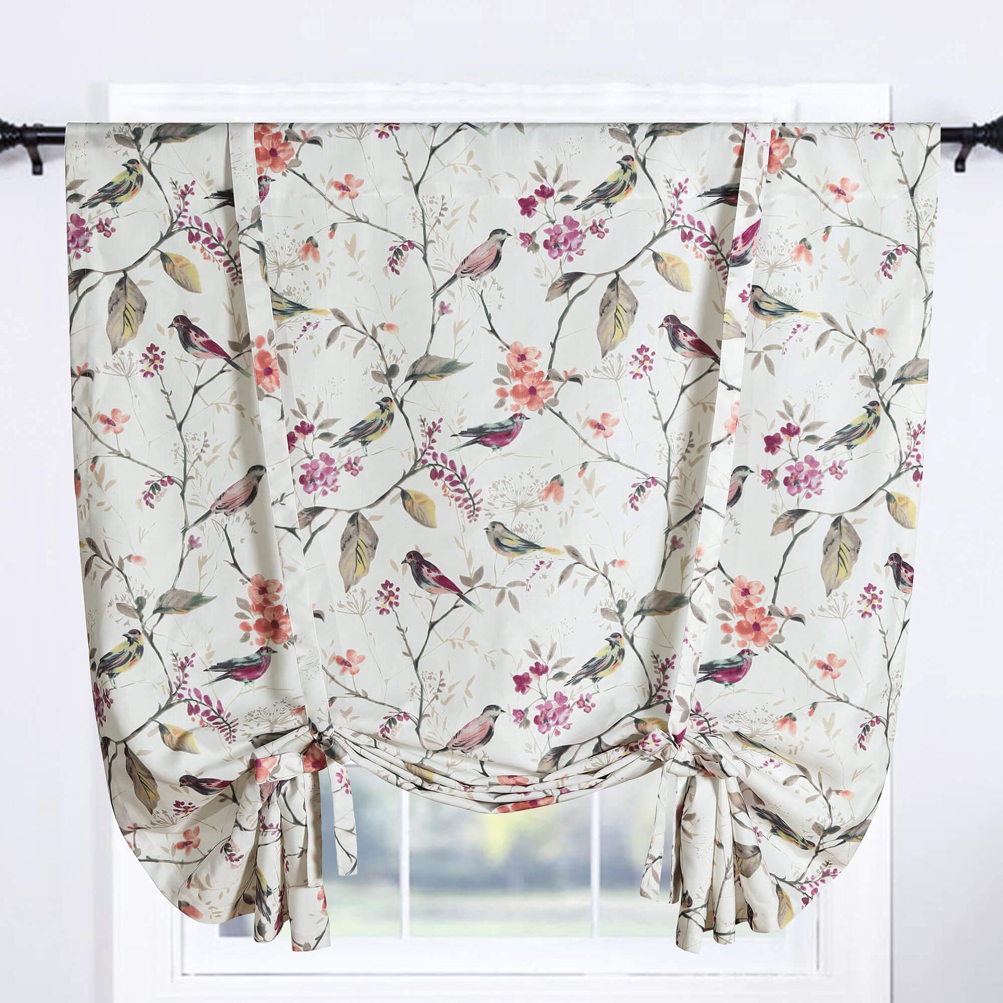 Leeva Bird Print Curtains Roman Curtains Bathroom Rod Pocket Adjustable Shade Curtain and Curtains for Living Room Bedroom 42x63 Inch,Purple