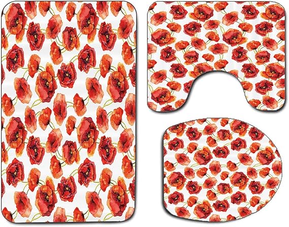 3Pcs Alfombra de baño antideslizante Juego de tapa de tapa de asiento