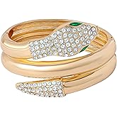 Jessica Simpson Snake Bracelet for Women 7", Gold-Tone Snake Wrap Bracelet with Green and Clear Crystals