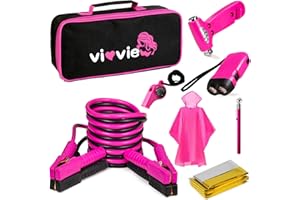 vioview Roadside Emergency Car Kit for Vehicles, Car Safety Kit with Jumper Cables, Safety Hammer, Pink Car Accessories Road Trip Essentials Assistance Kit for Teen Girls Women