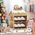 Christmas Party Decorations Dessert Donut Stand for Christmas Table Gingerbread House Party Decoration Party Supplies Favors Cupcake Stand Table Decor (Brown)