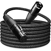 SONICAKE XLR Microphone Cable Male to Female 3 Pin Nylon Braided for Studio Recording and Live Production 10 Feet/3M, Black