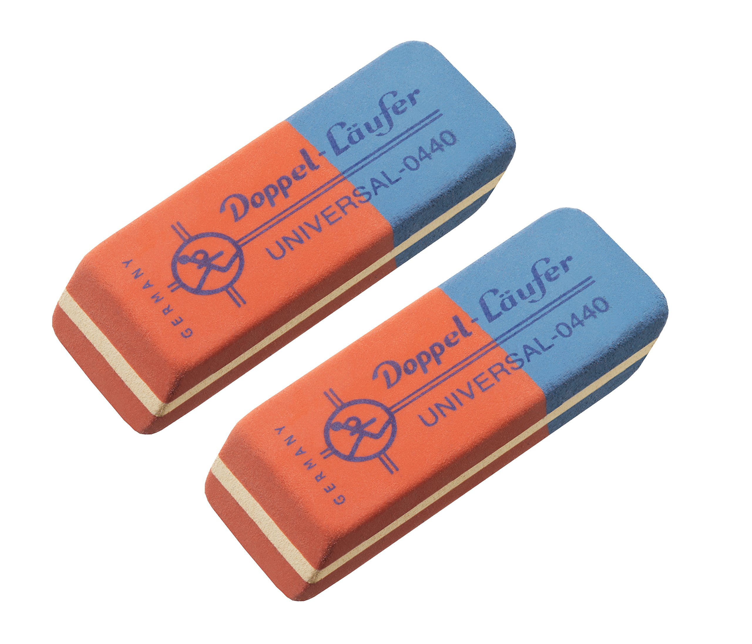 Universal Runner 69804 Double/Natural Rubber Eraser, Red and Blue Classic Blister Card, Contains 2 Eraser