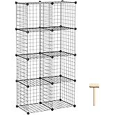 C&amp;AHOME Wire Cube Storage, 8-Cube Organizer Metal C Grids Storage, Storage Bins Shelving, Modular Book Shelf, DIY Closet Cabinet Ideal for Living Room, Home, Office 24.8" L x 12.4" W x 48.4" H Black